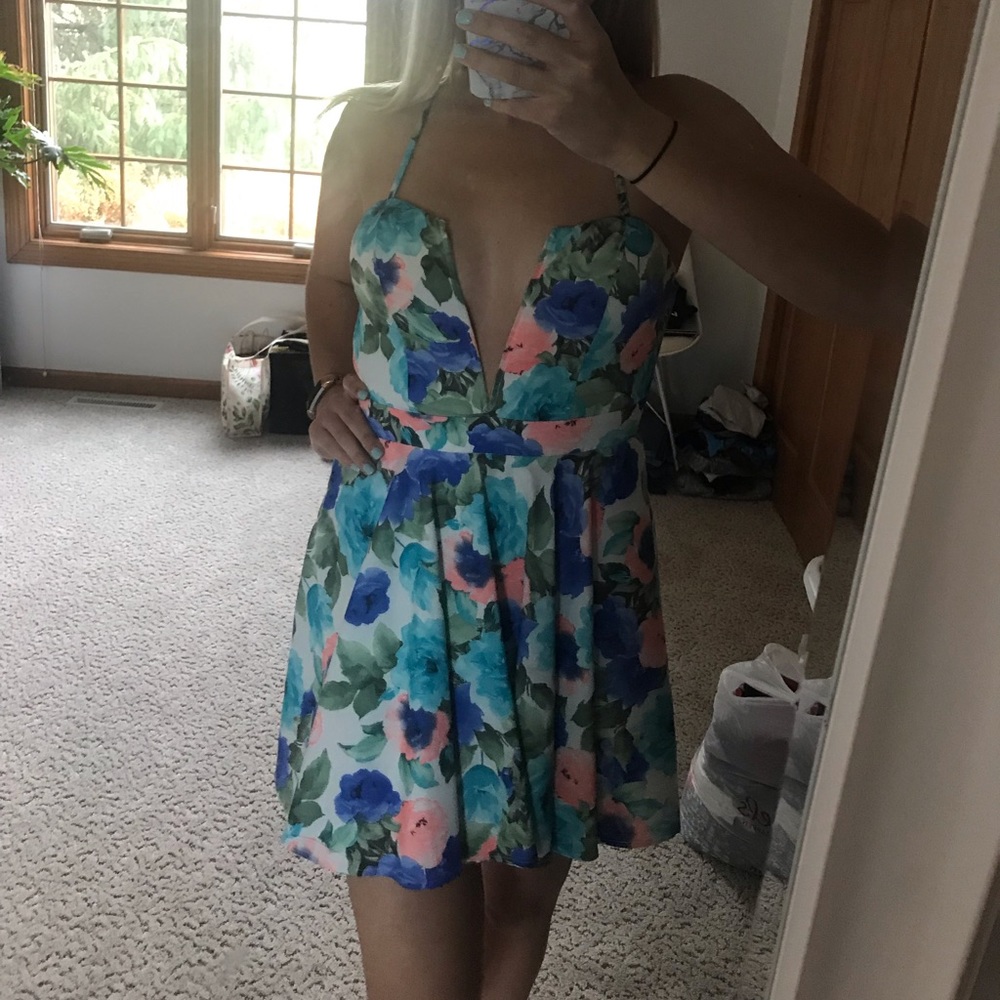 Deep Plunge Floral dress